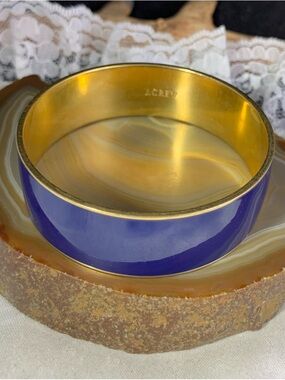 J. Crew blue  Enamel and Gold-Tone Wide Bangle Bracelet
